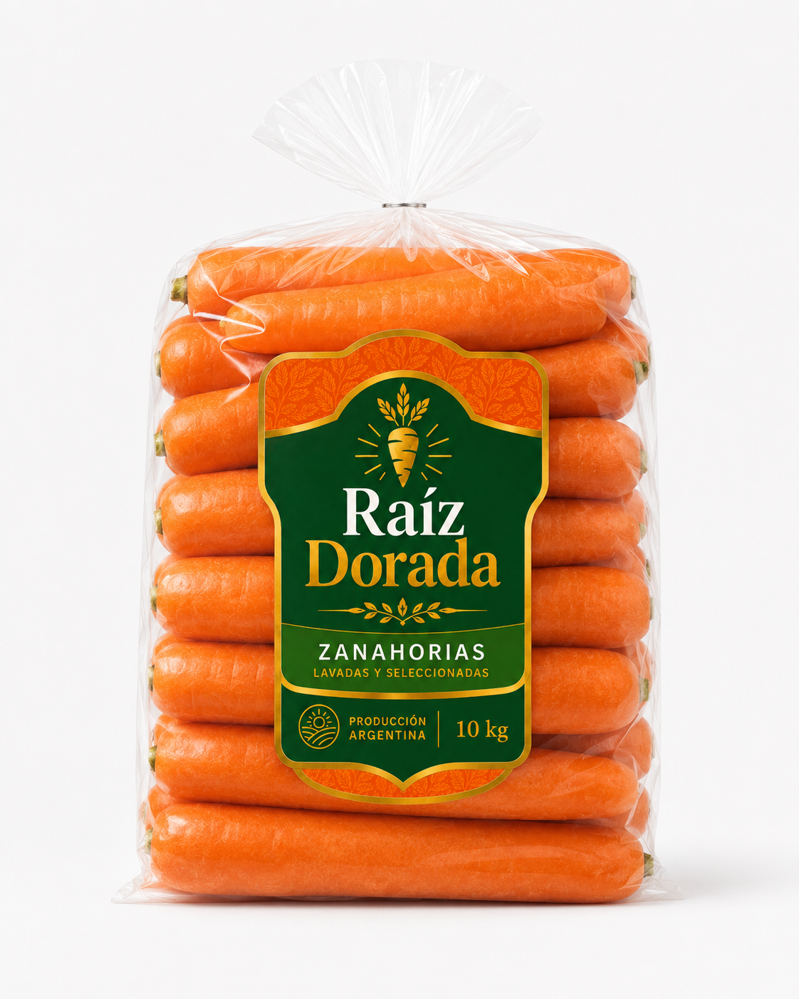 Bolsa de 10 kg de zanahorias Raíz Dorada, lavadas y seleccionadas