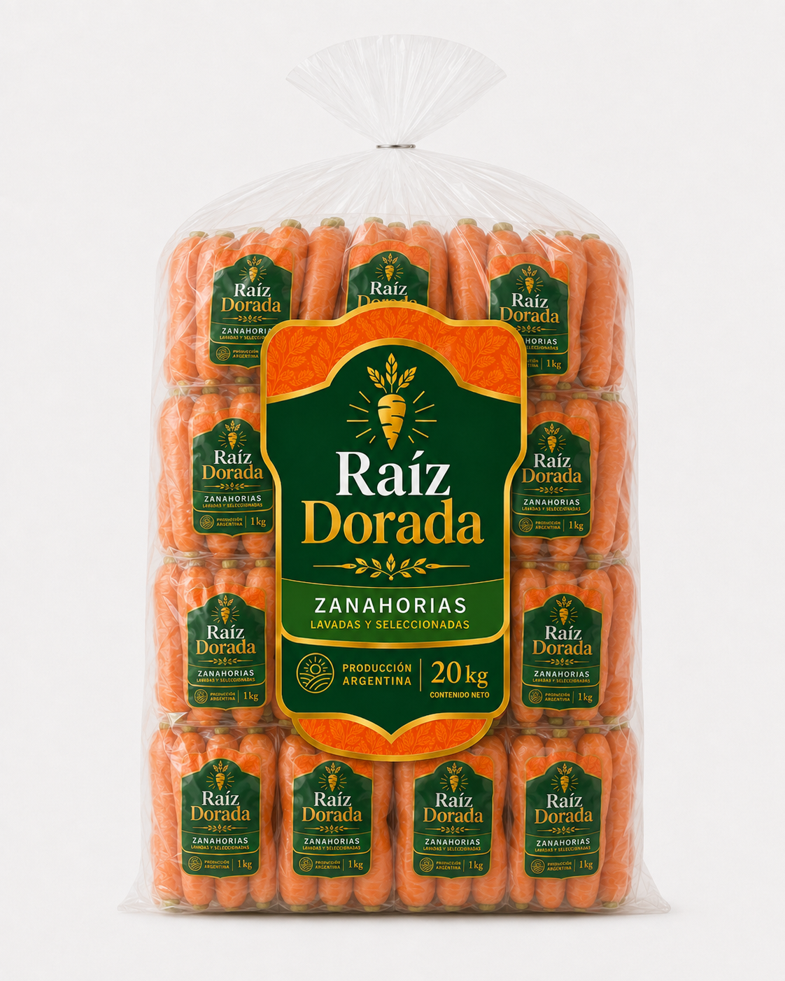 Bolsón 20 kg de zanahorias Raíz Dorada